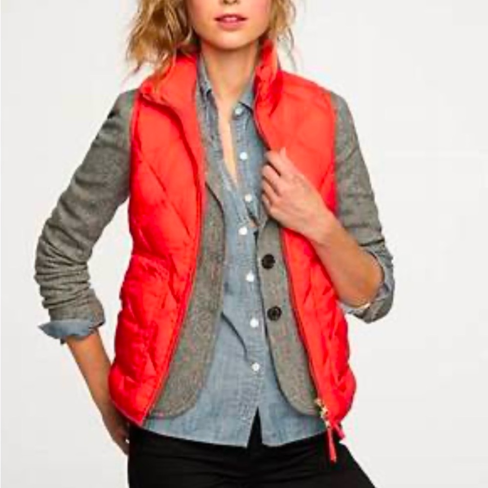 JCrew Women's Orange Diamond Quilted Vest, Size S